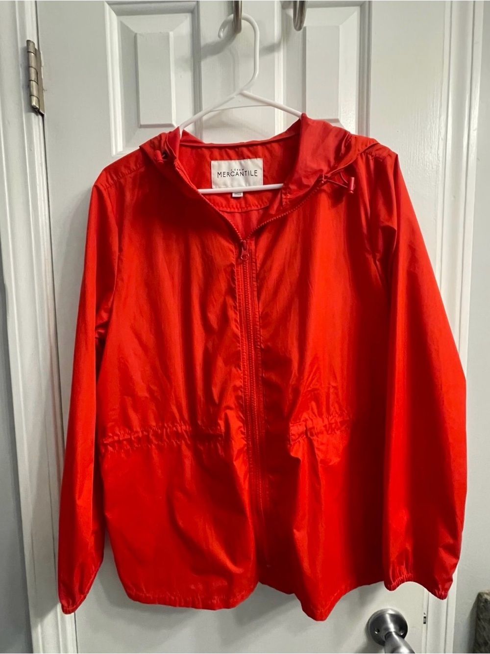 J.Crew Mercantile Women's Packable Rain Jacket Anorak Windbreaker - Red